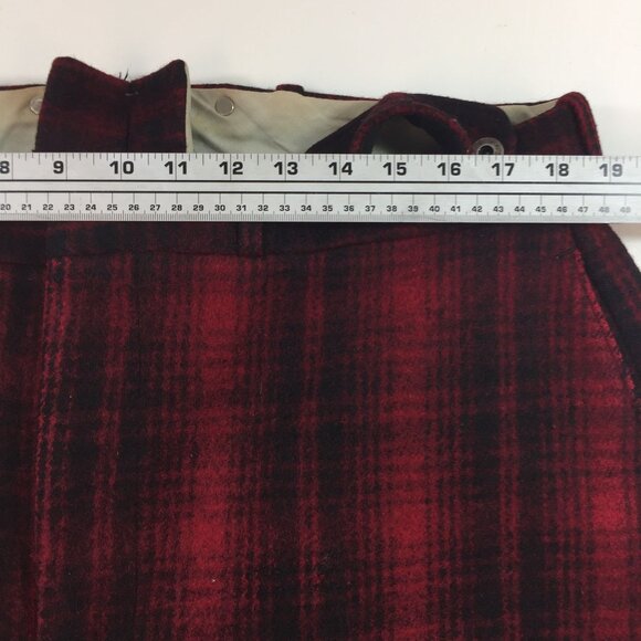Vintage 1940s Mens Woolrich Mackinaw Red Black Plaid Pants Hunting Wool Size 46 - Picture 11 of 13